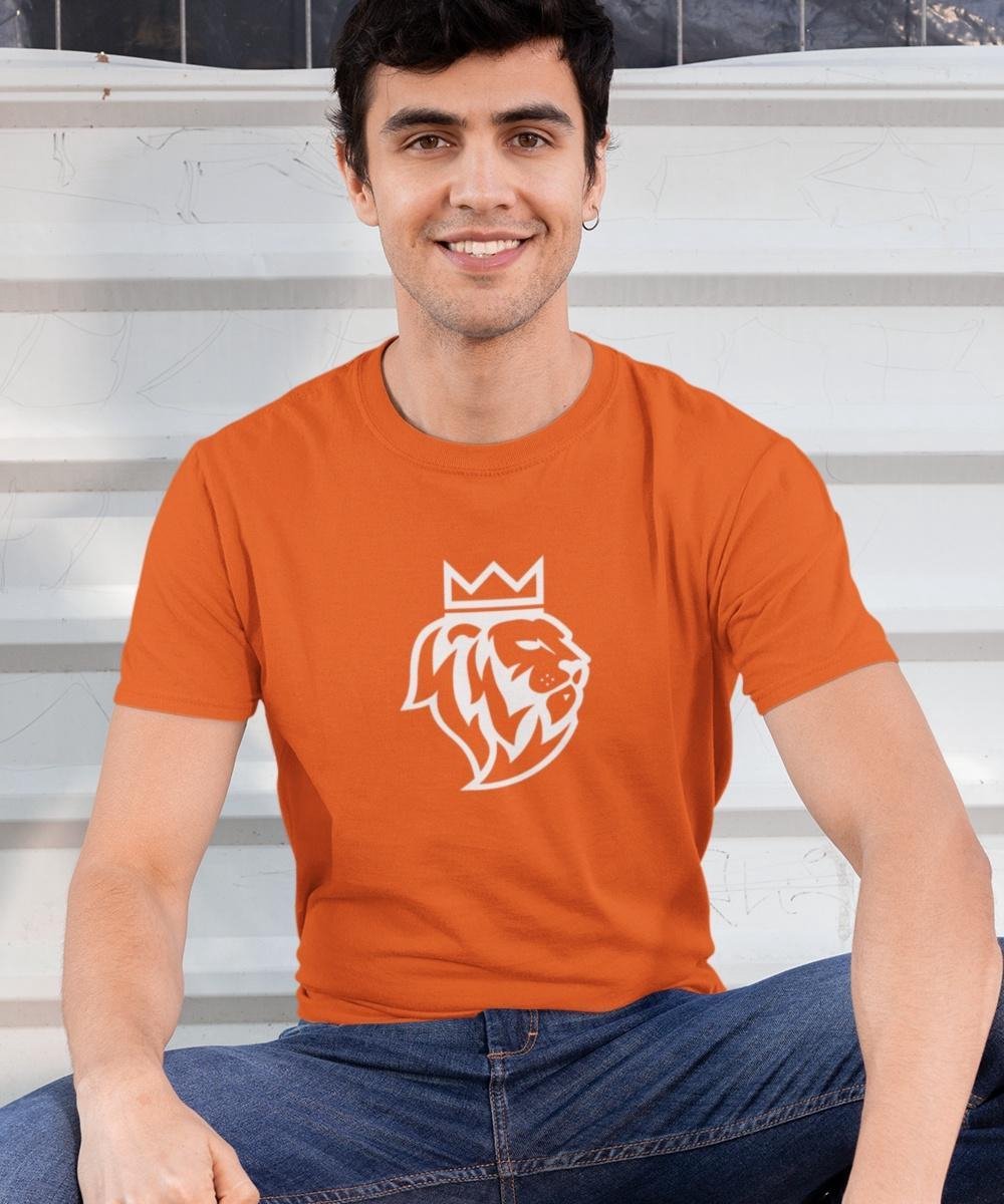 Oranje EK WK & Koningsdag T-Shirt De Leeuw (HEREN - MAAT L) | Oranje Kleding | Feestkleding